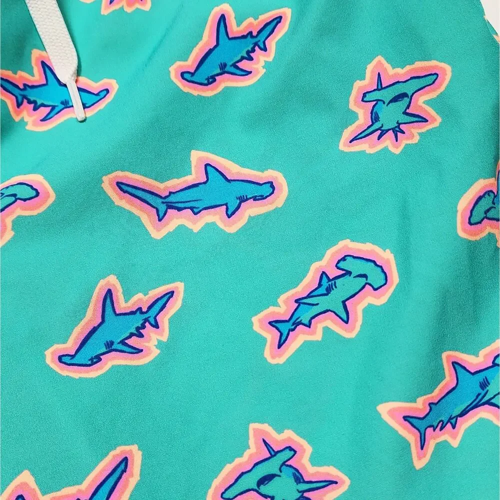 Chubbies The Apex Swimmers Lined Youth Swim Trunks Size L 14-16 Mint Green Shark